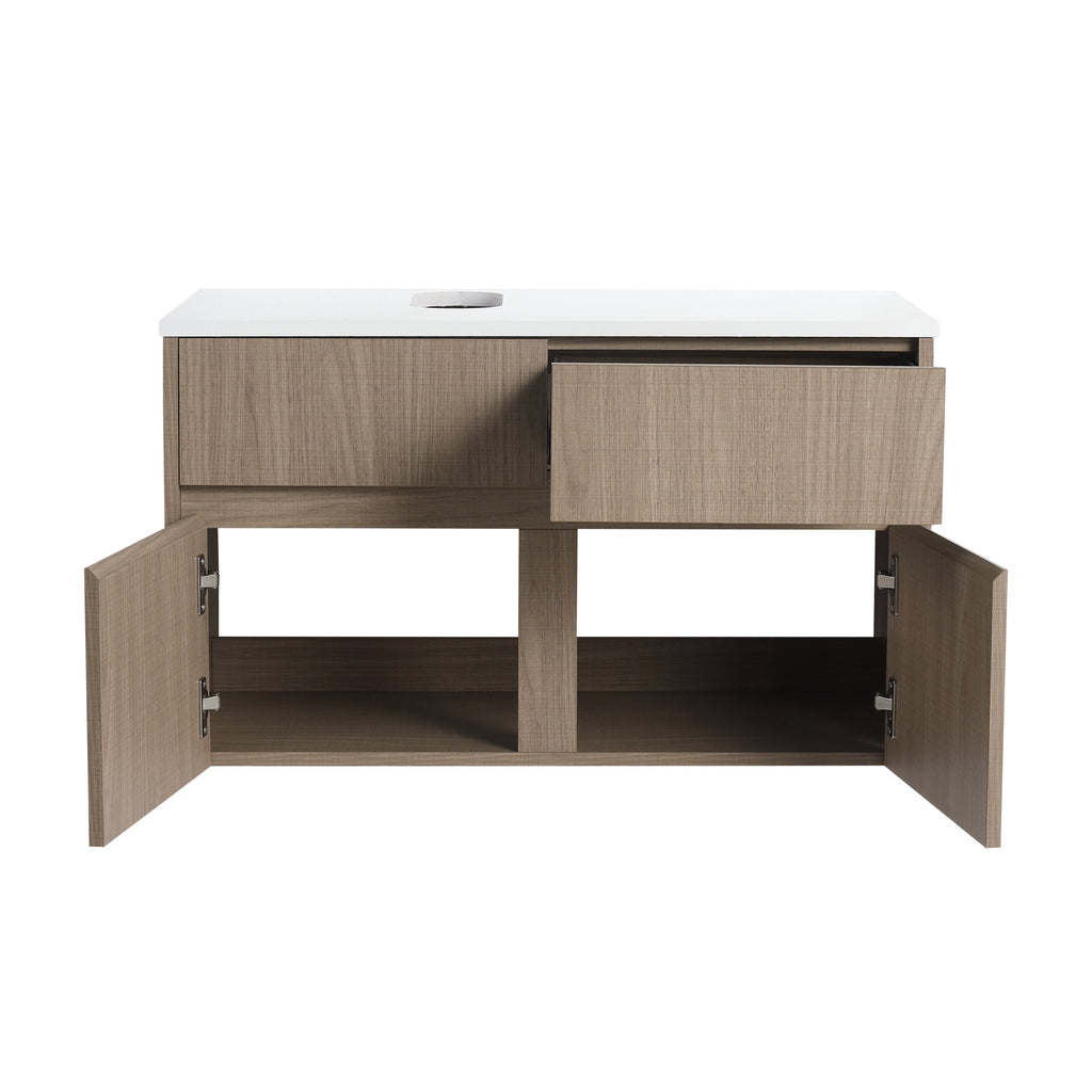 32-Inch Wall-Mounted Bathroom Vanity with Soft Close Doors - Walnut