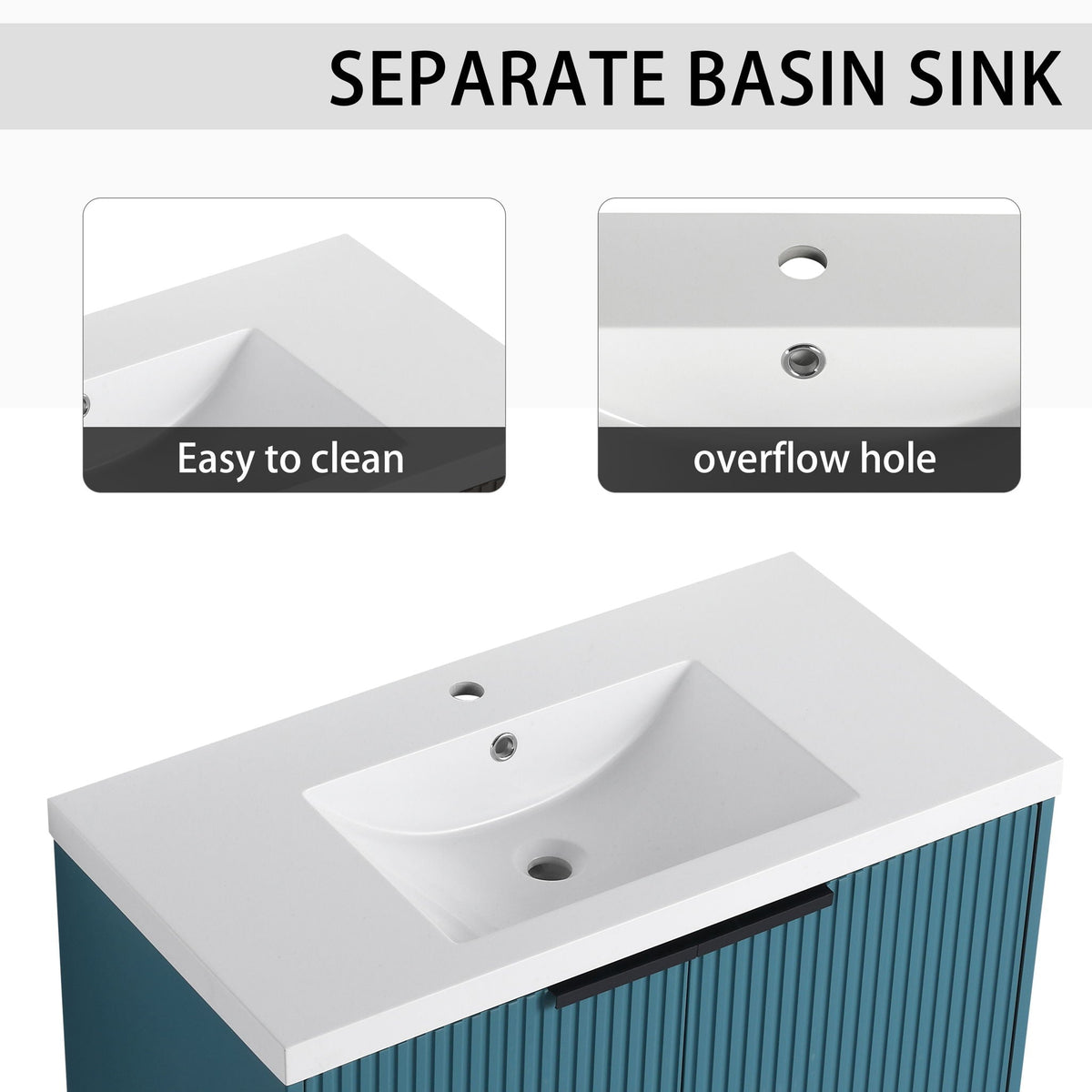 Contemporary Wall Mounted Bathroom Vanity With Resin Double Sink