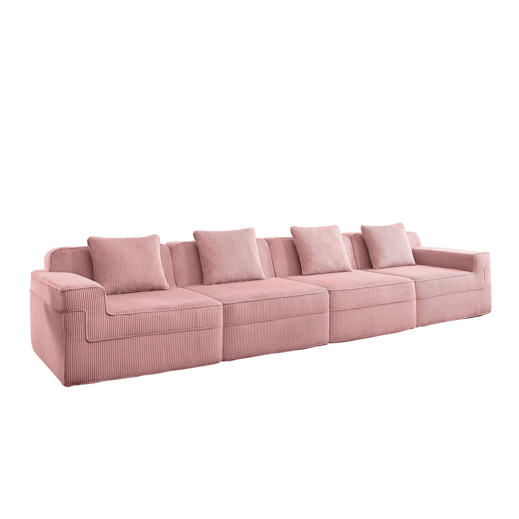 Modular 4 Seat Boneless Sofa with Cloud-Like Comfort - Corduroy