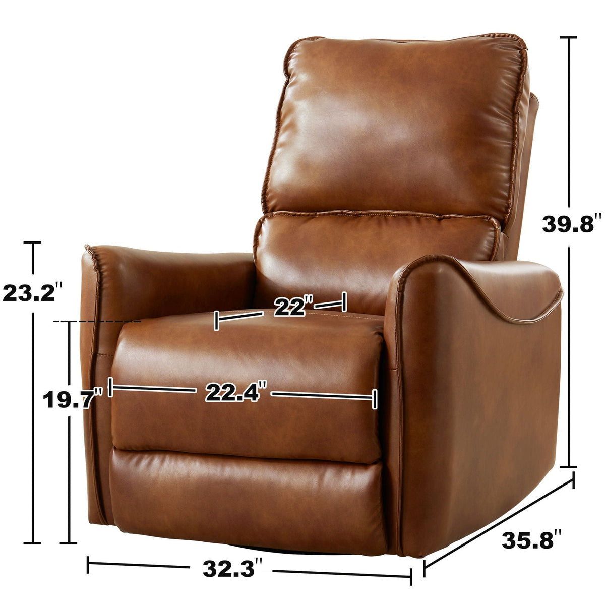 Electric Recliner Chair with Rocker and Swivel Function - Brown