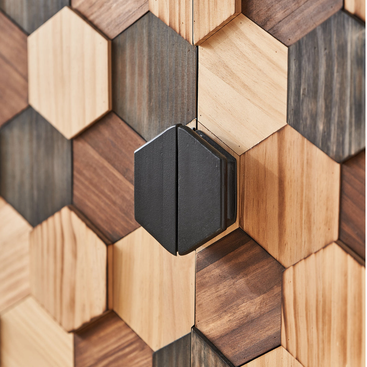 Distressed Storage Cabinet with Honeycomb Pattern - Engineered Wood