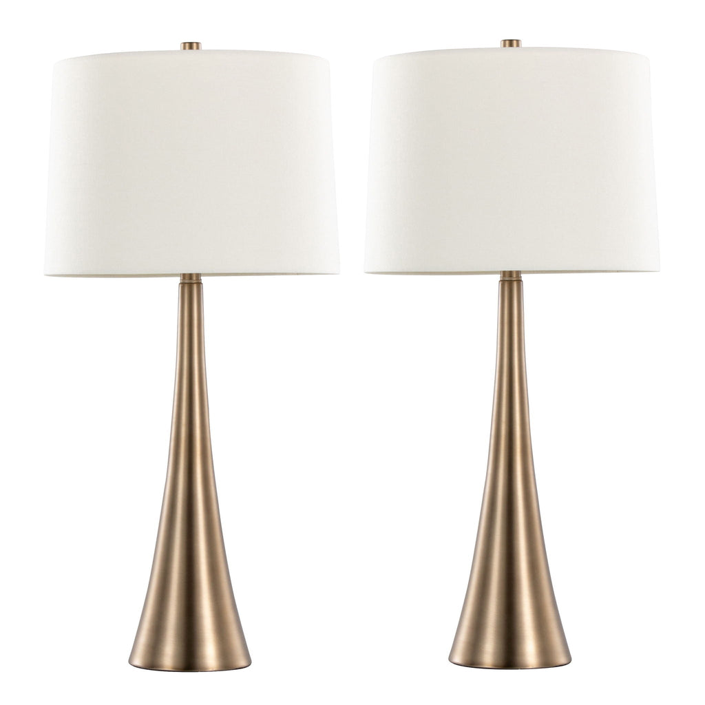 Contemporary Table Lamp Set with 3-Way Switch - Pearl Silver or Bronze