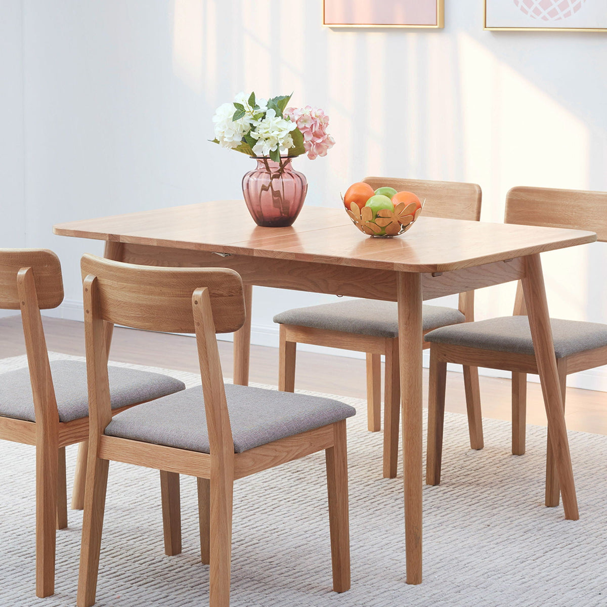 Telescopic Wood Dining Table with Extendable Top - Multiple Colors