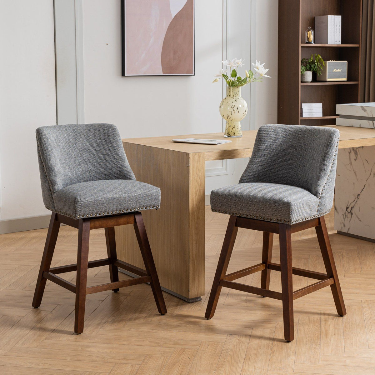 Counter Height Swivel Barstools, Set of 2