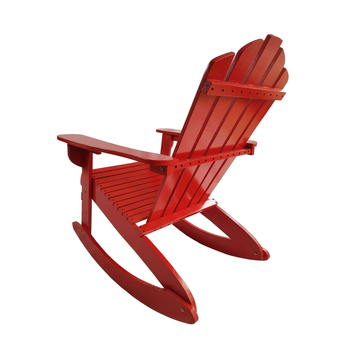 Reclining Outdoor Rocking Adirondack Chair with Populus Wood Construction - Red or Dark Gray