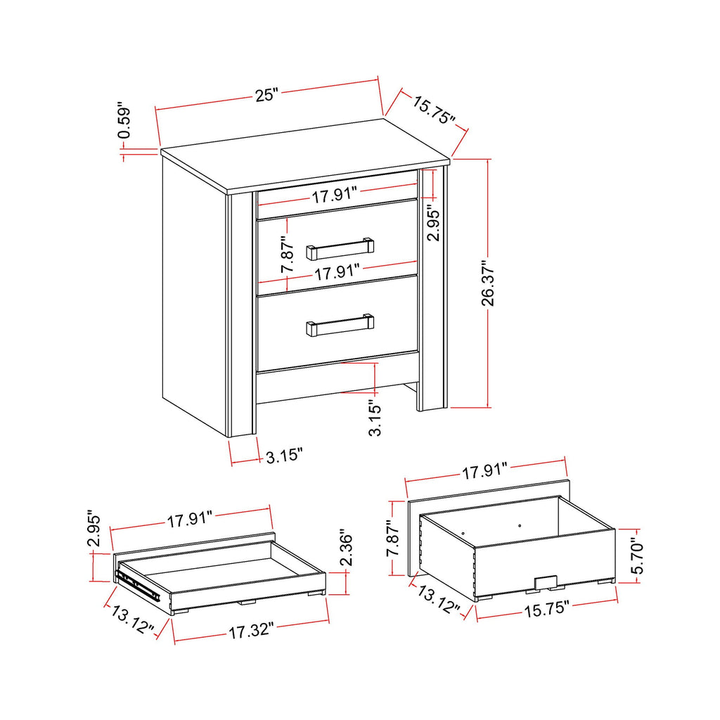 Lorenzo Nightstand with Hidden Compartment and Acrylic Handles – Silver