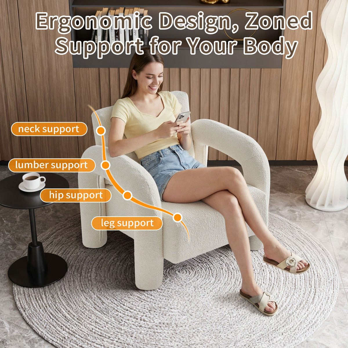 Modern Velvet Accent Chair with Plush Upholstery - Beige