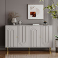 Modern Lacquered 4 Door Sideboard Buffet Server Cabinet with Adjustable Shelves - Gray or Blue