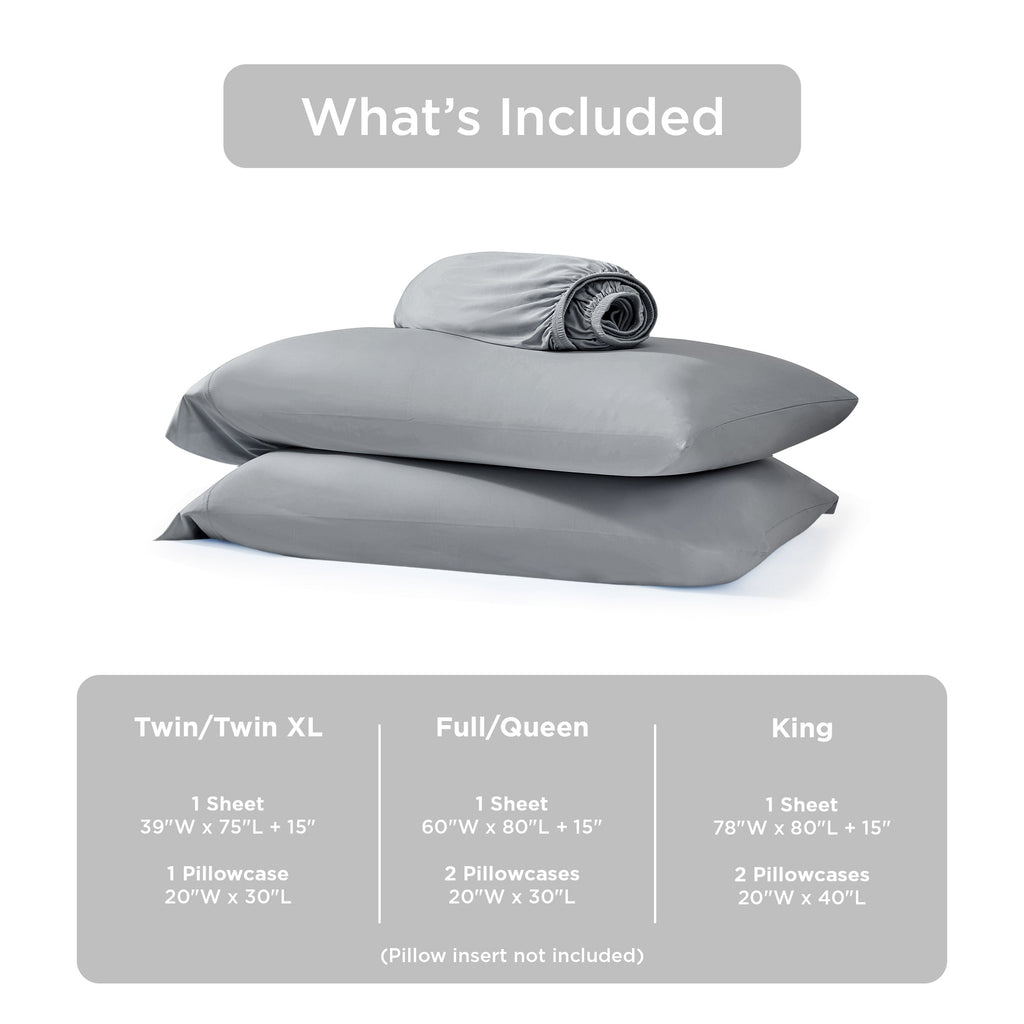 Twin Cooling 2-Piece Sheet Set with Stretch Fit - Ivory or Gray