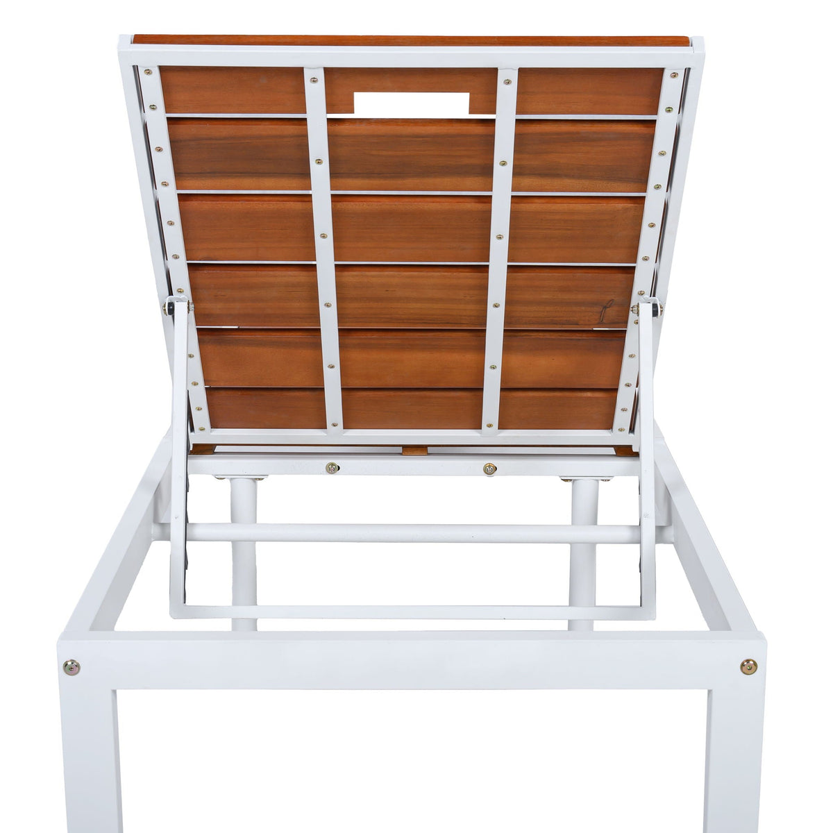 Outdoor Chaise Lounge Chair with Adjustable Backrest - Brown / White
