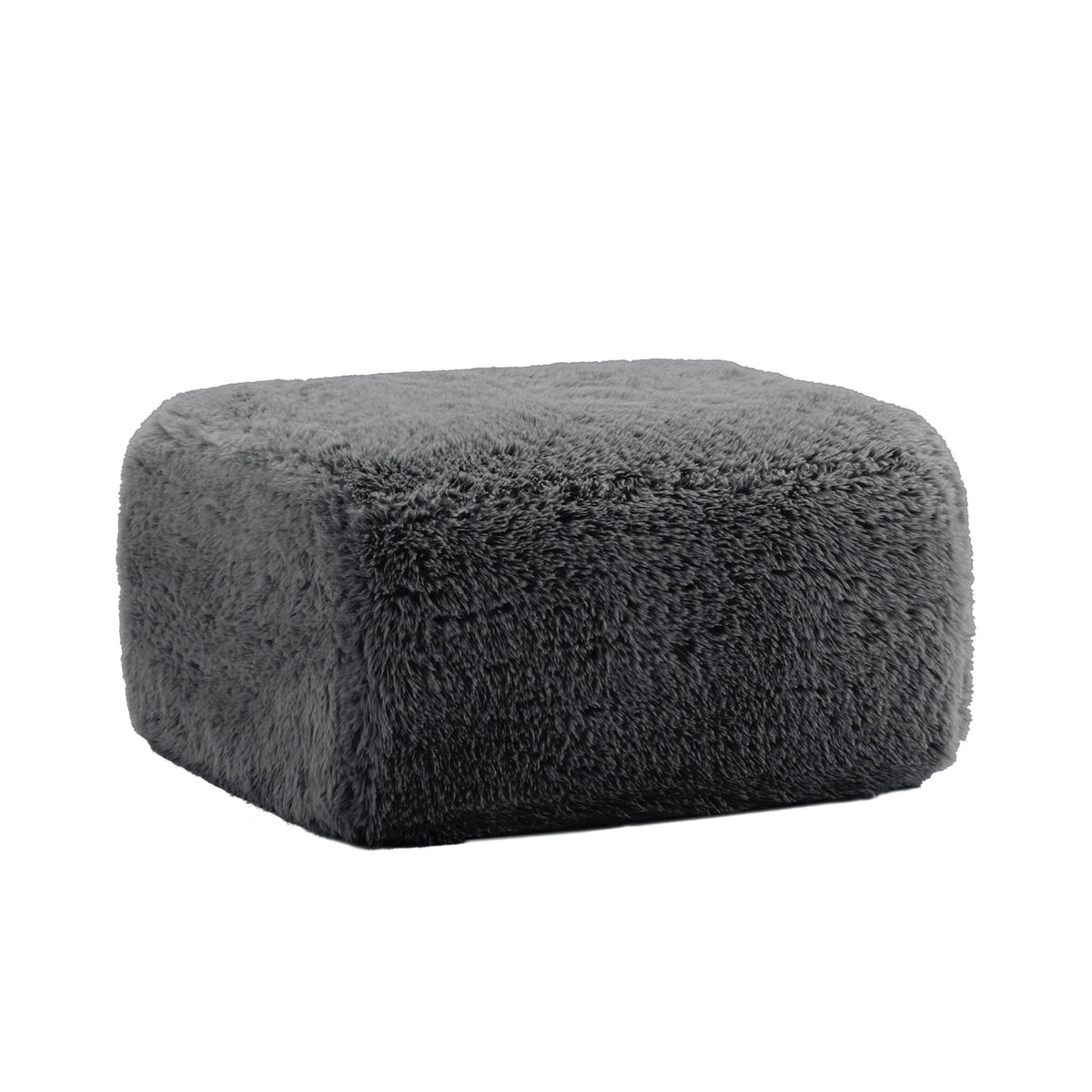 Plush Fabric Ottoman with Cloud-Like Comfort - Dark