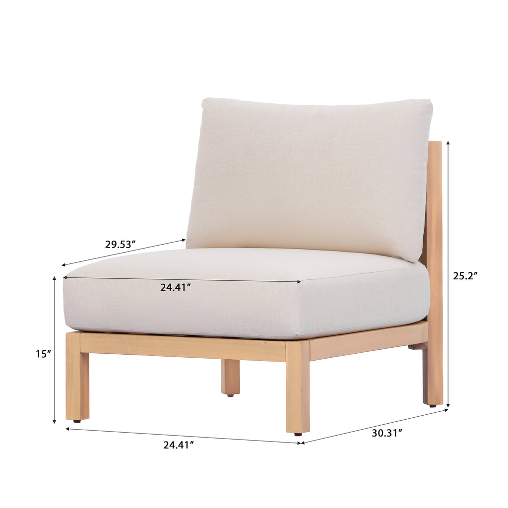 Acacia Wood Patio Club Chair Set of 2 with Rope Weave - Light Teak