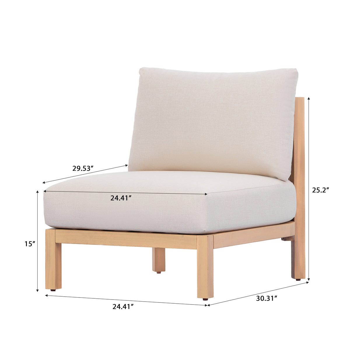 Acacia Wood Patio Club Chair Set of 2 with Rope Weave - Light Teak