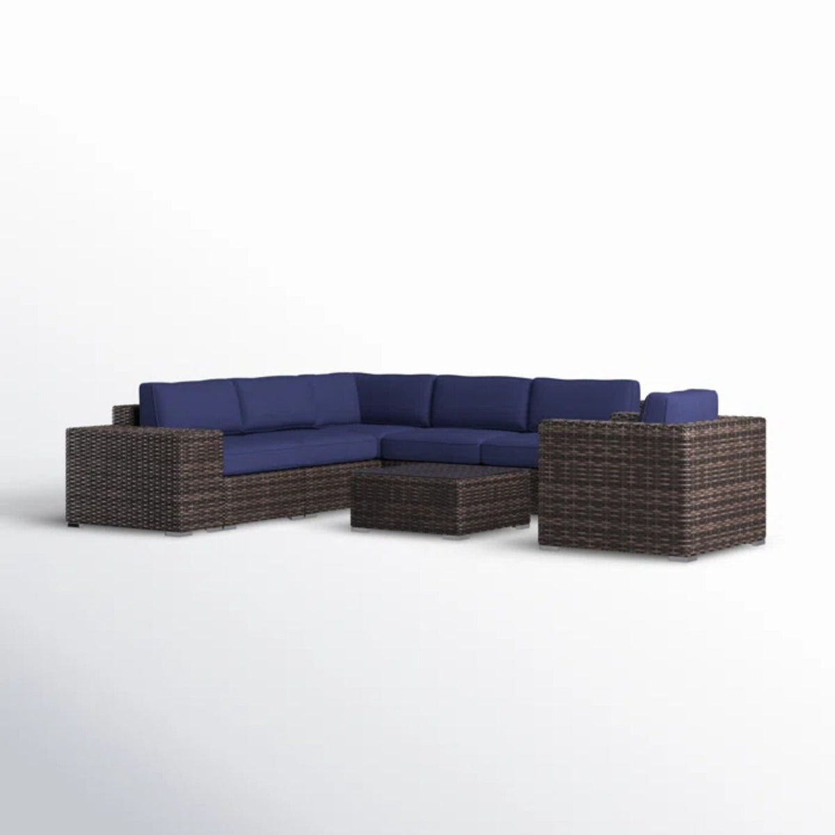 Wicker Outdoor Seating Group Set with Cushions and Table - Multiple Colors