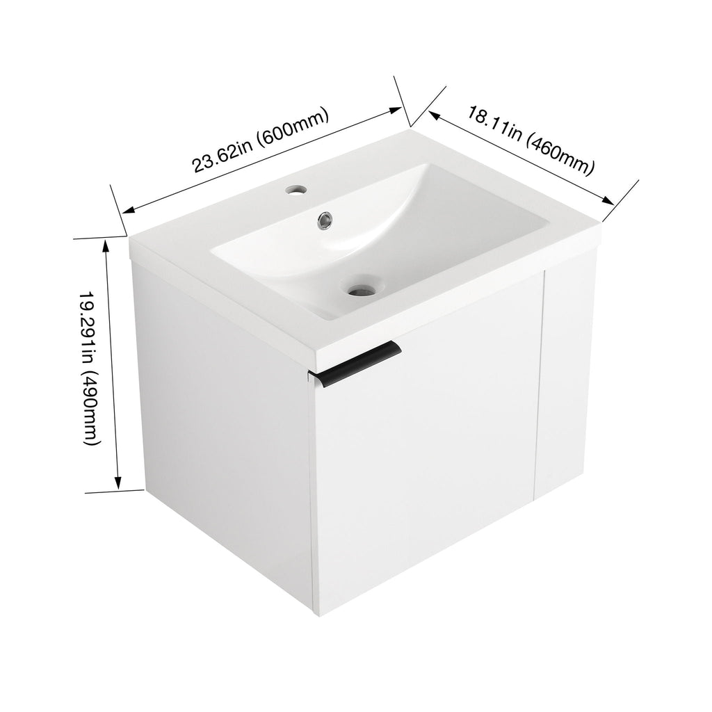 Modern Bathroom Vanity with Side Storage - Light Brown or White