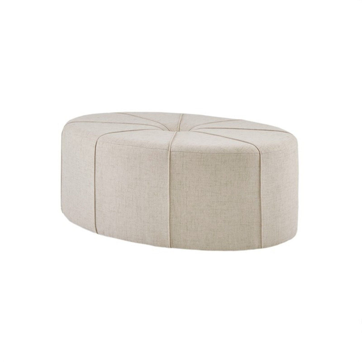 Large Cocktail Ottoman with Button Tufted Center - Blue or Beige