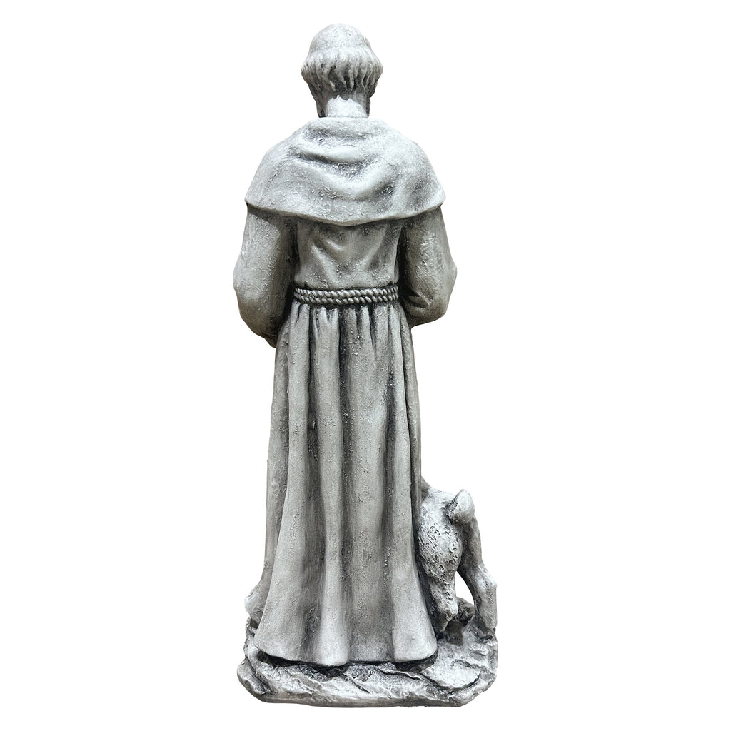 Magnesium Oxide Saint Statue with Lamb - Weatherproof Religious Sculpture