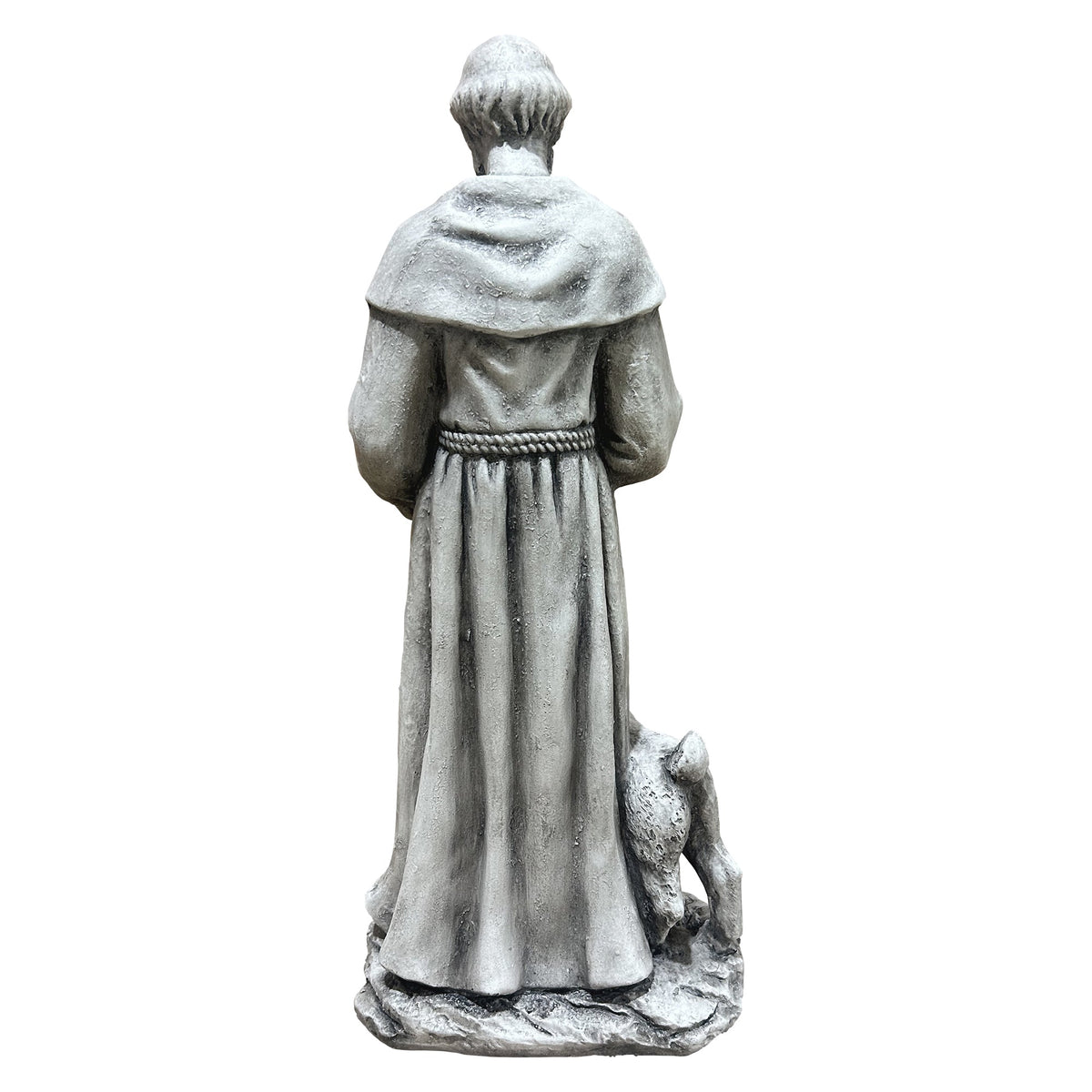 Magnesium Oxide Saint Statue with Lamb - Weatherproof Religious Sculpture