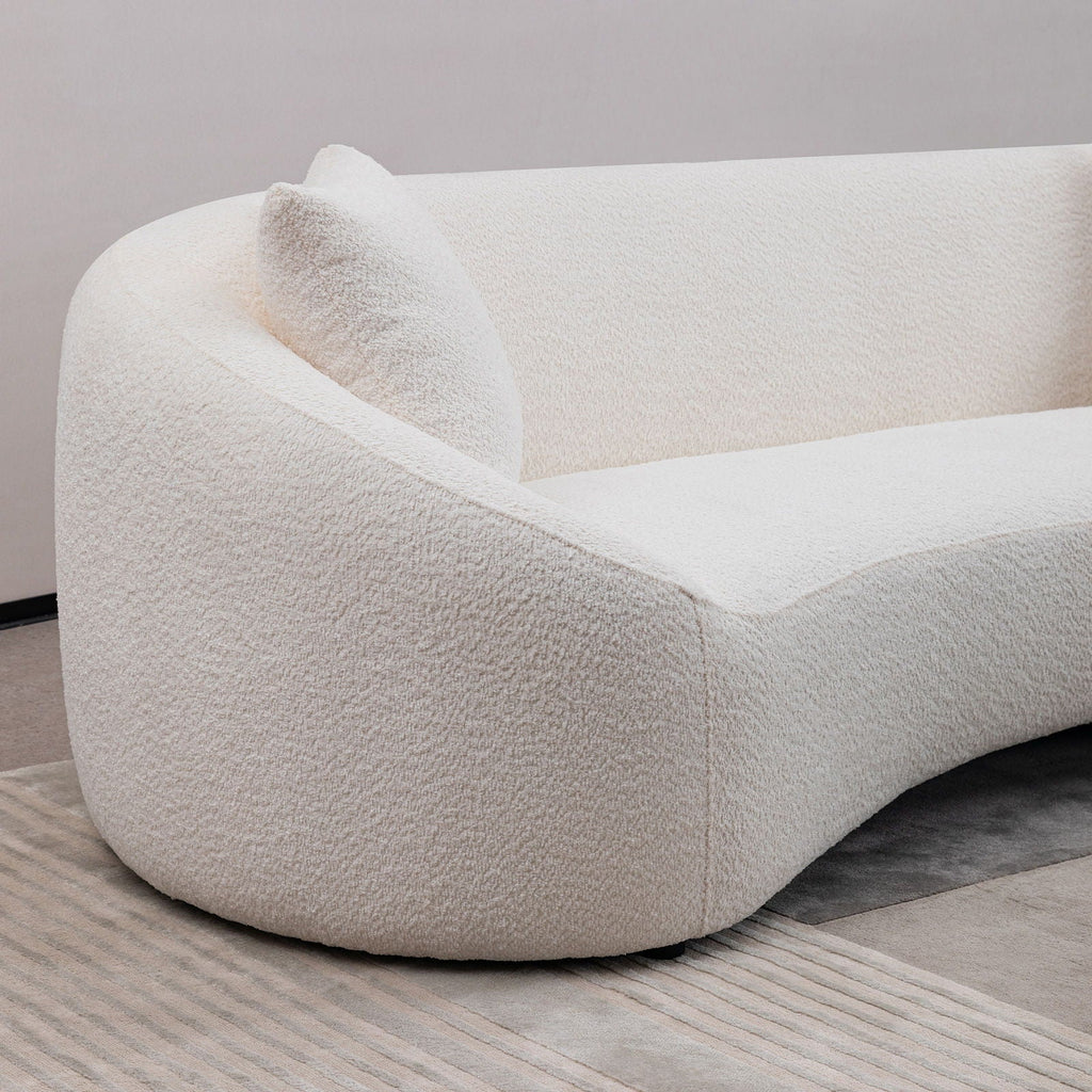 Curved 3 Seater Sofa for Living Room with Deep Seating - White