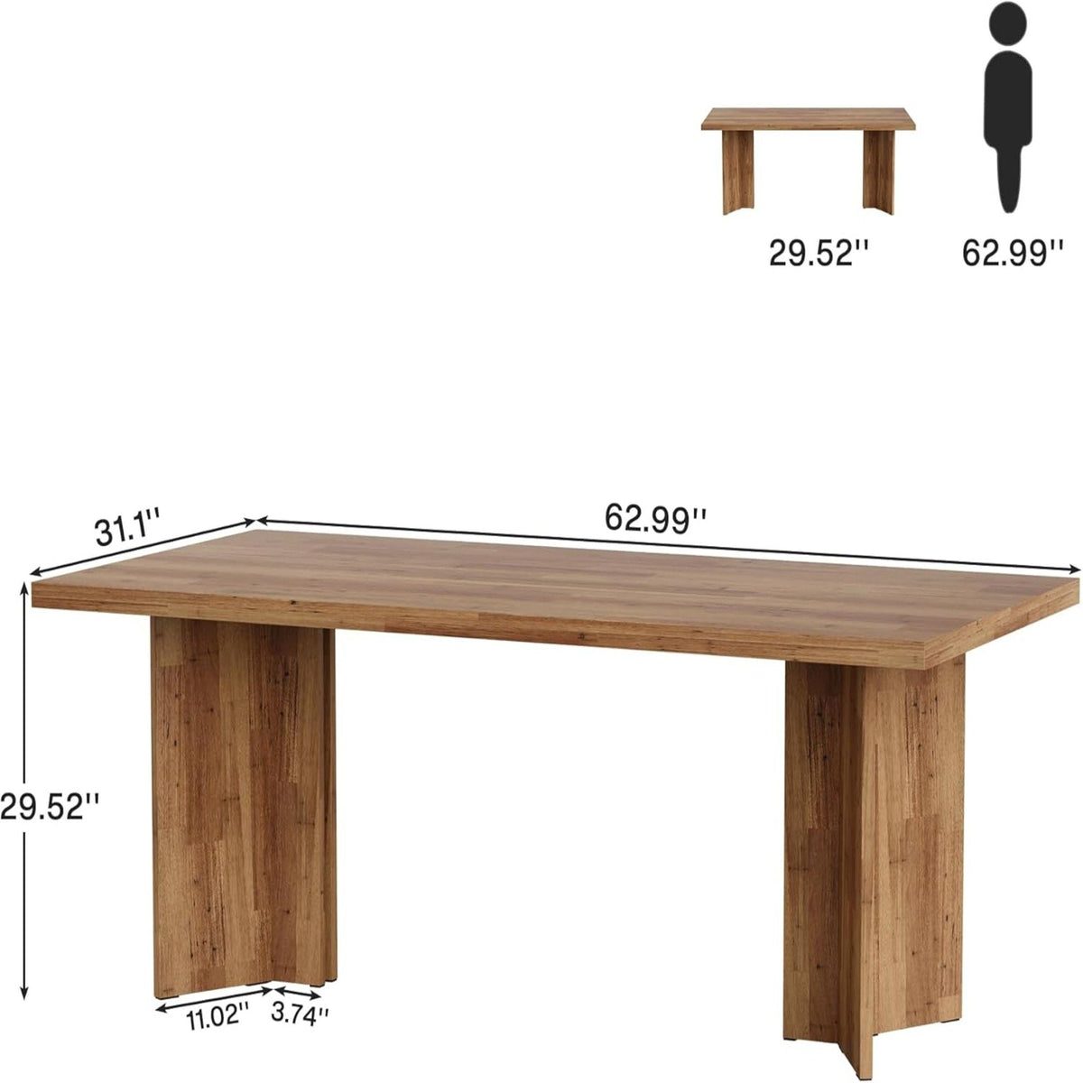 Vintage Executive Desk with Thickened Tabletop – Light Brown or Dark Brown