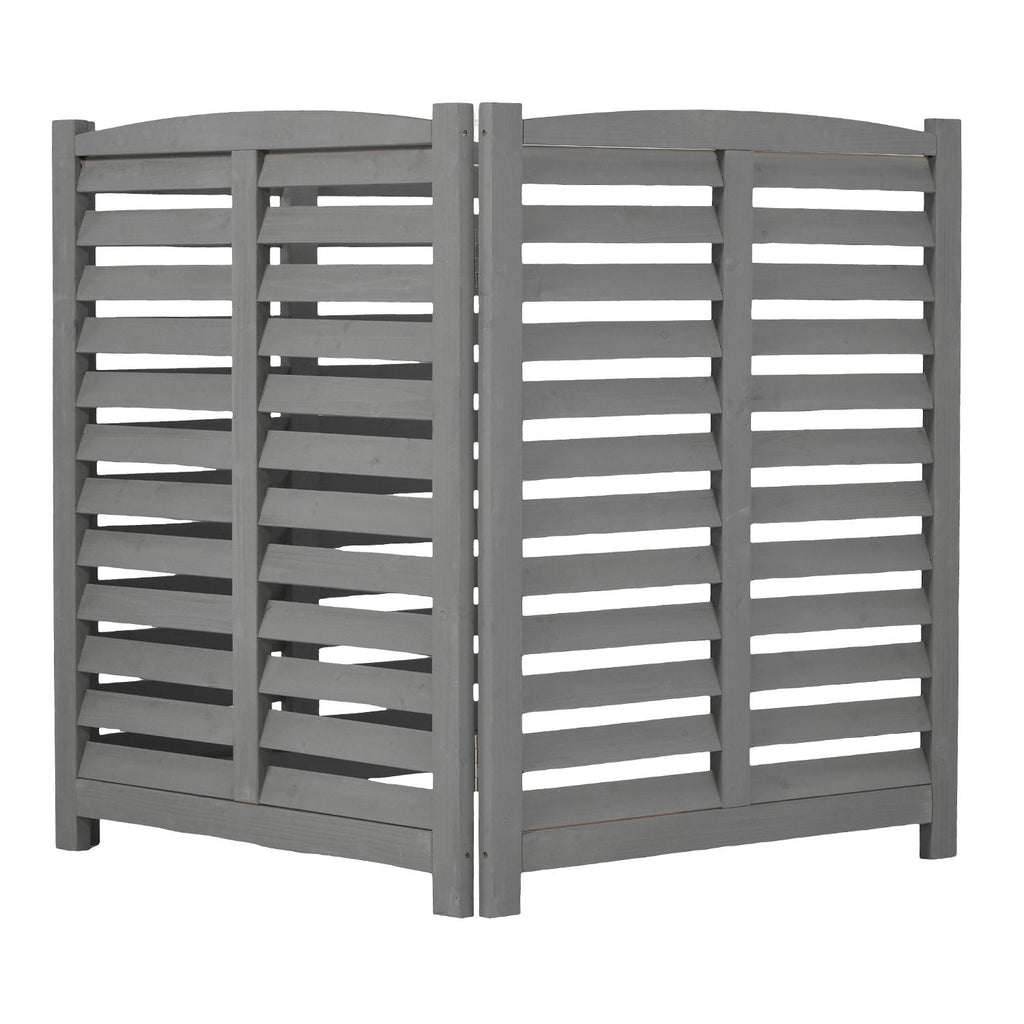 3 Panel Outdoor Wooden Air Conditioner Fence with Privacy Screen - Light Brown or Dark Gray