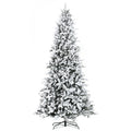 9 Foot Pine Snow Flocked Artificial Christmas Tree with Realistic Branches - White
