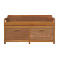 Oxford Oak-ish 2-Drawer Storage Bench with Leather Seat - Tan