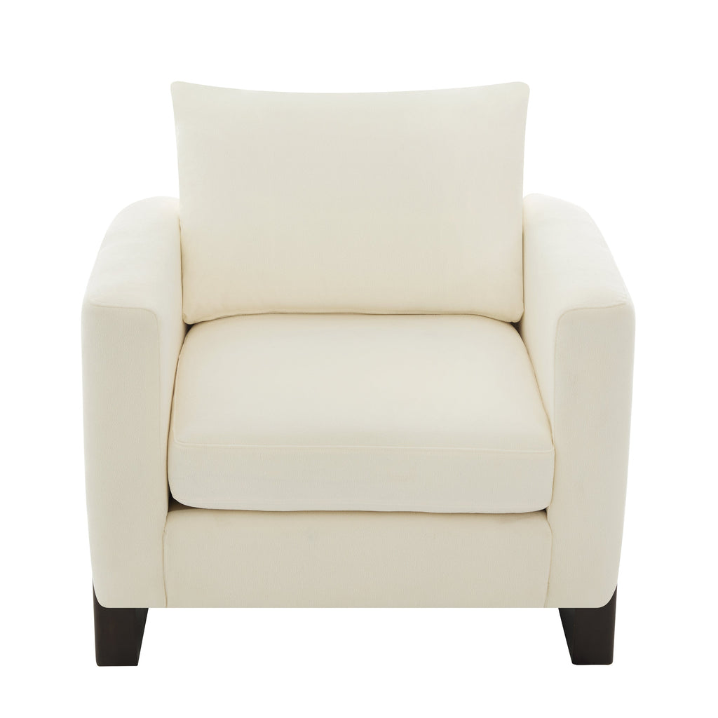 Modern Accent Chair with Rubberwood Legs - Beige Chenille