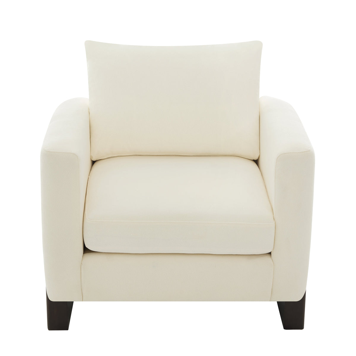 Modern Accent Chair with Rubberwood Legs - Beige Chenille