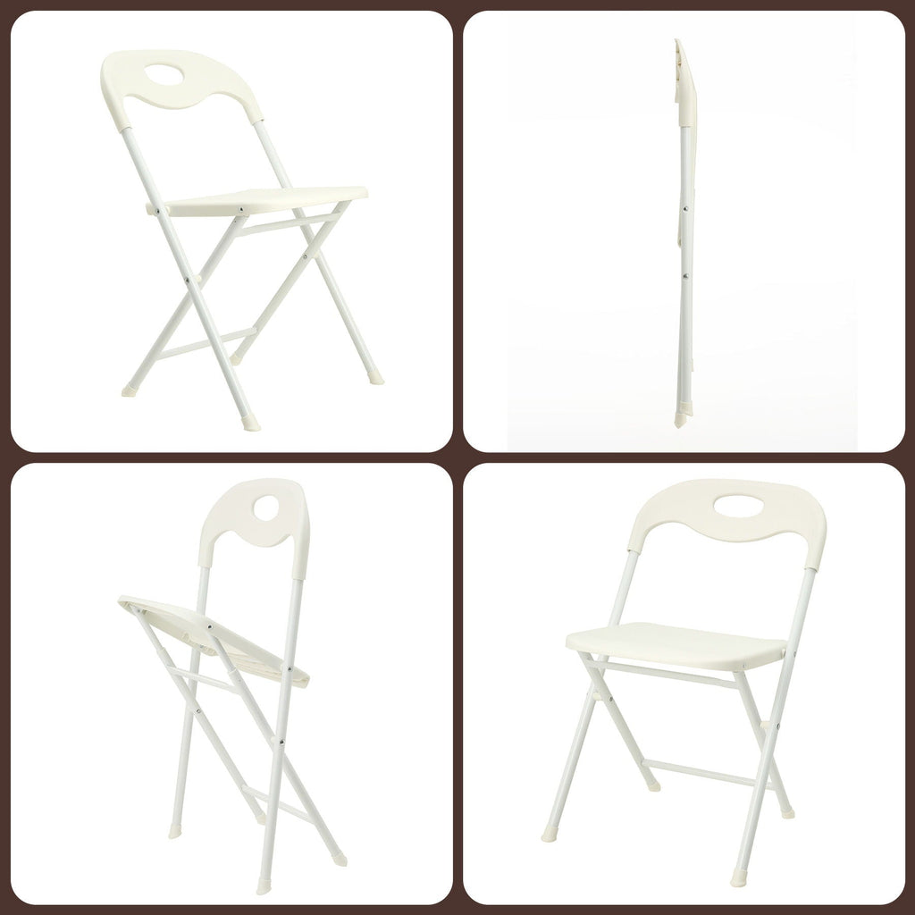 White Folding Chair Set with Waterproof Finish and Stackable Design - Set of 4