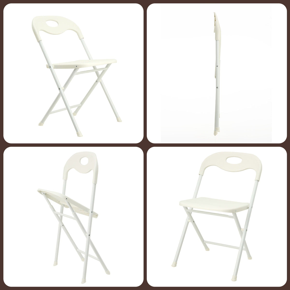 White Folding Chair Set with Waterproof Finish and Stackable Design - Set of 4