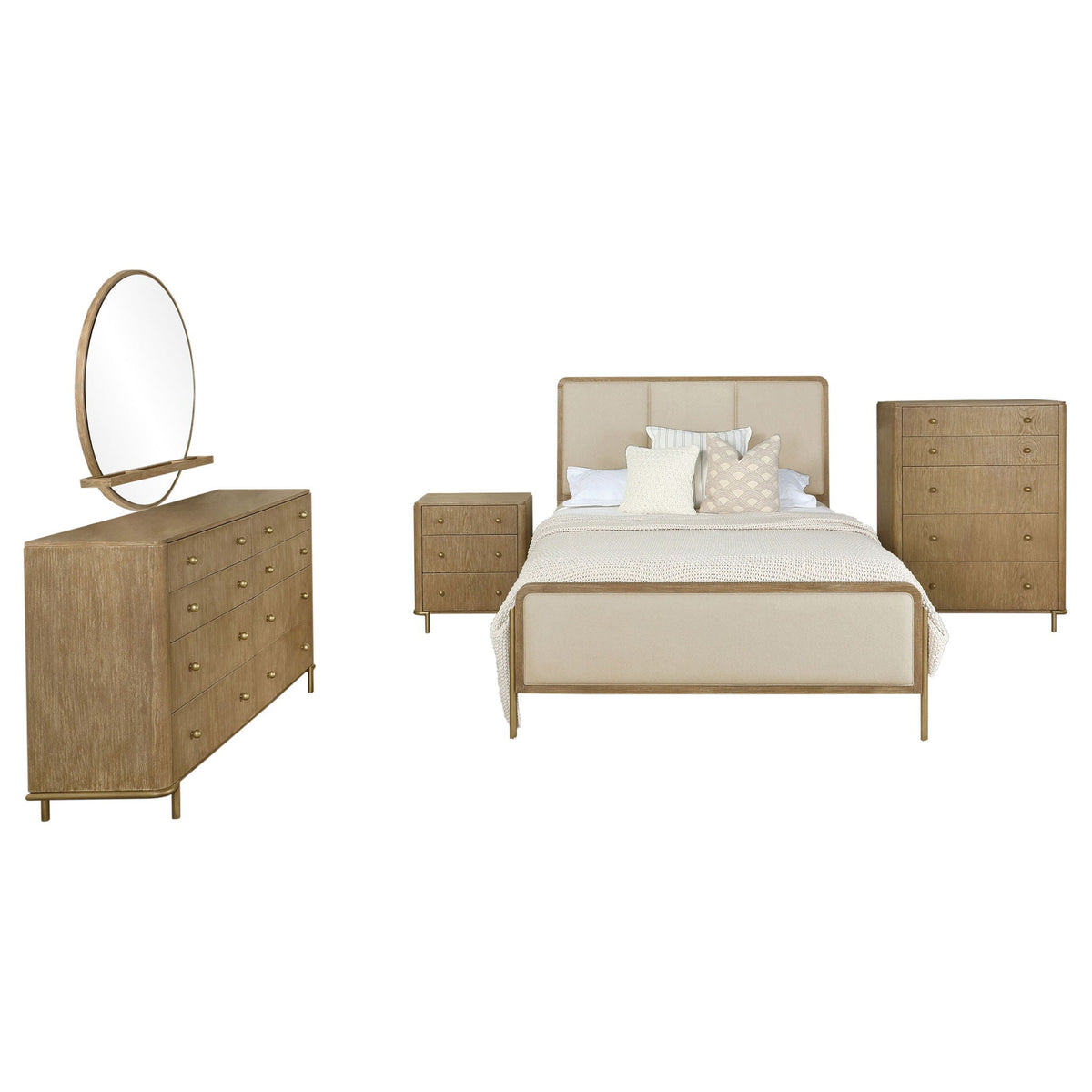 Arini 5-piece Queen Bedroom Set Cream and Sand Wash