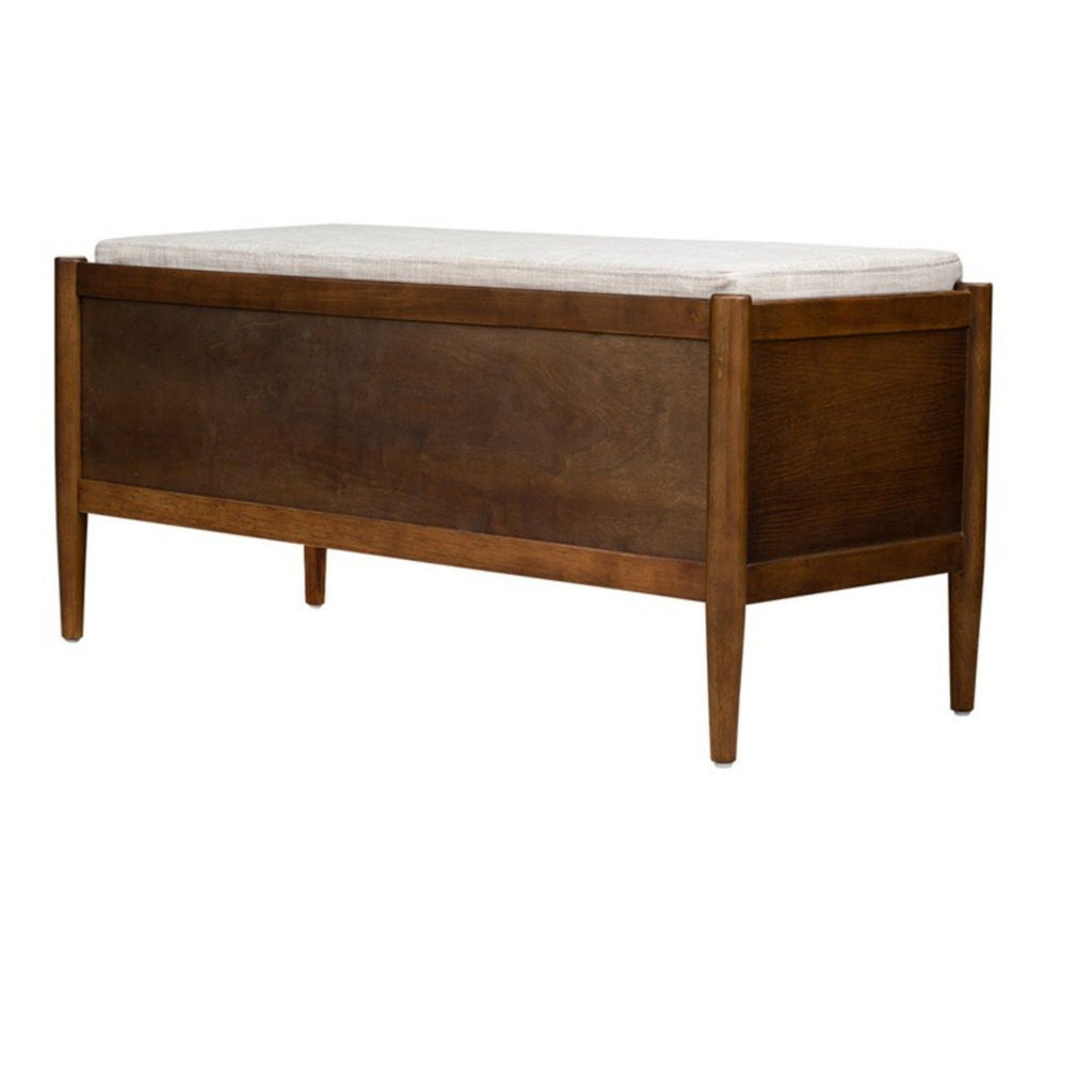 Accent Bench With Storage and Upholstered Cushion - Walnut Brown
