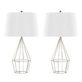 Contemporary Table Lamp Set with Linen Shade - Polished Nickel / Black Satin