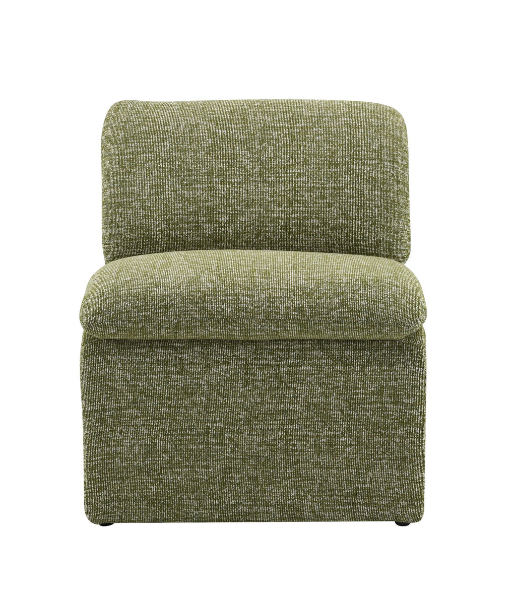Curved Shape Accent Chair with Premium Fabric Upholstery - Beige or Green