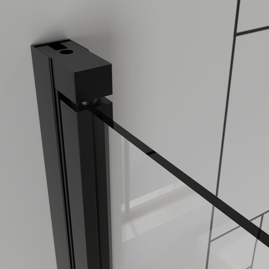 Bifold Frameless Shower Door with Tempered Clear Glass - Pearl Silver or Black