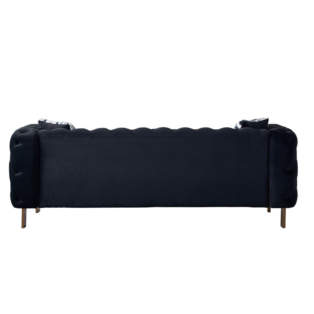 Modern Tufted Living Room Sofa with Button Detail - 84.25" Wide, Multiple Colors