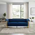 Chic Chesterfield Velvet Sofa with Gold Accents - Black