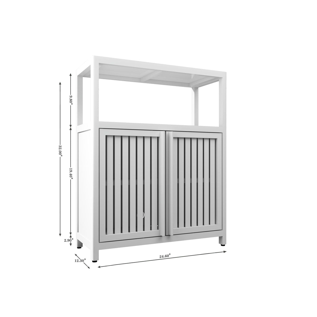 Bamboo Large Capacity Storage Cabinet with Shelves - White