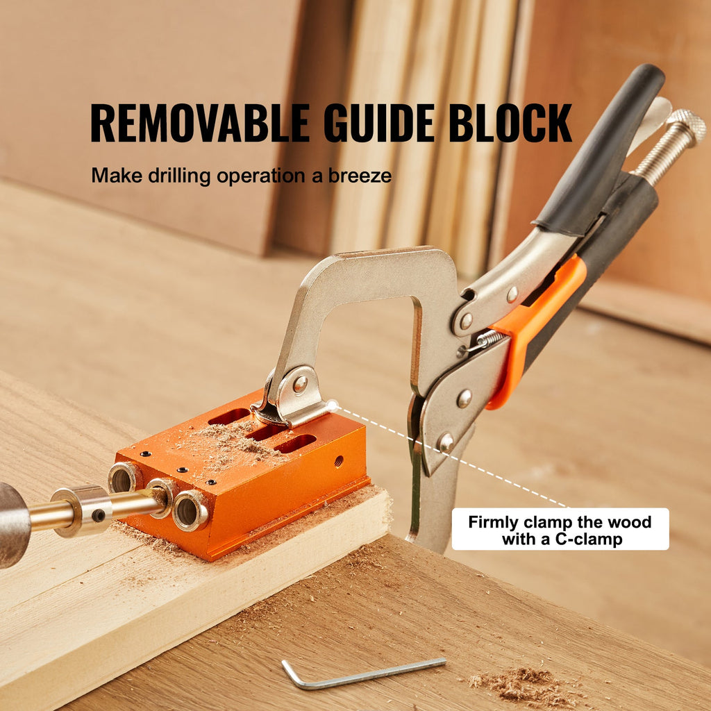 Pocket Hole Jig Kit with Adjustable Depth and C-Clamp - 34 Piece Set