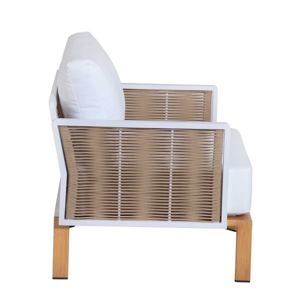 4 Piece Outdoor Conversation Set with Removable Cushions - White