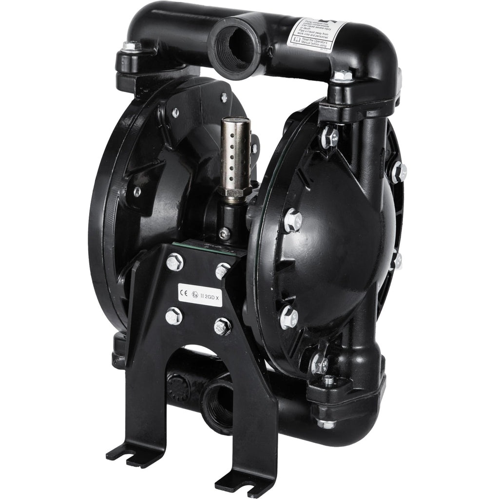 Air-Operated Double Diaphragm Pump with 1 Inch Inlet/Outlet - Black Aluminum