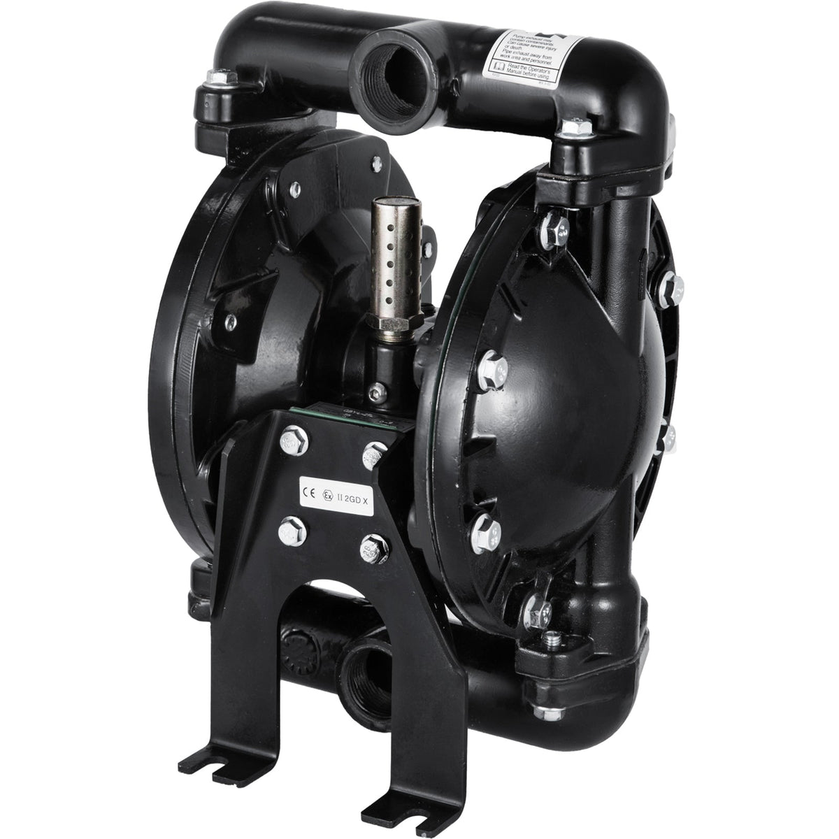 Air-Operated Double Diaphragm Pump with 1 Inch Inlet/Outlet - Black Aluminum