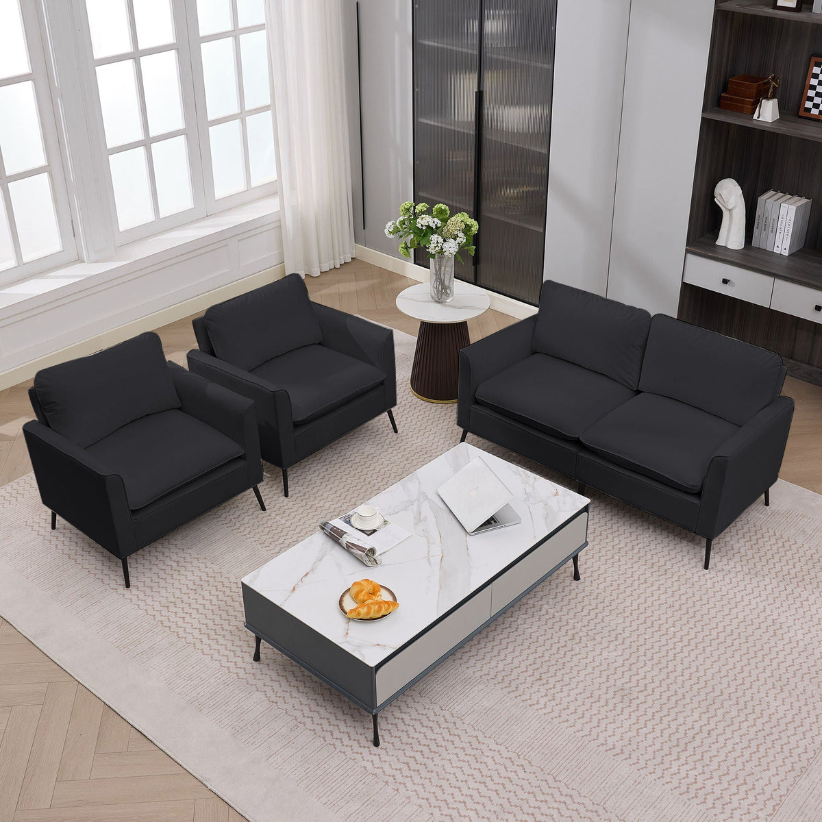 Upholstered Loveseat with Plush Headrest - Multiple Colors