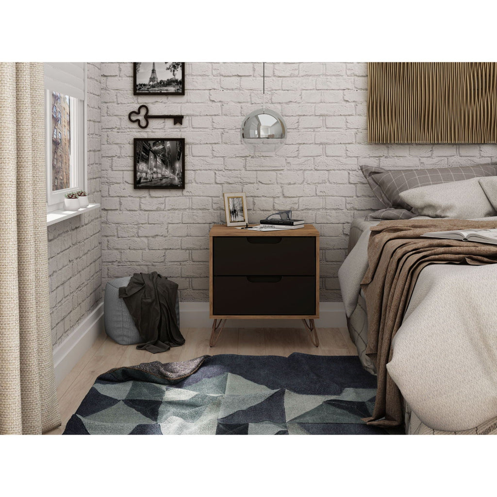 2 Drawer Nightstand with Durable Splayed Legs - Multiple Colors