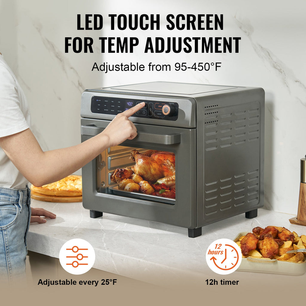 12-in-1 Air Fryer Toaster Oven with 25L Capacity - Stainless Steel Gray