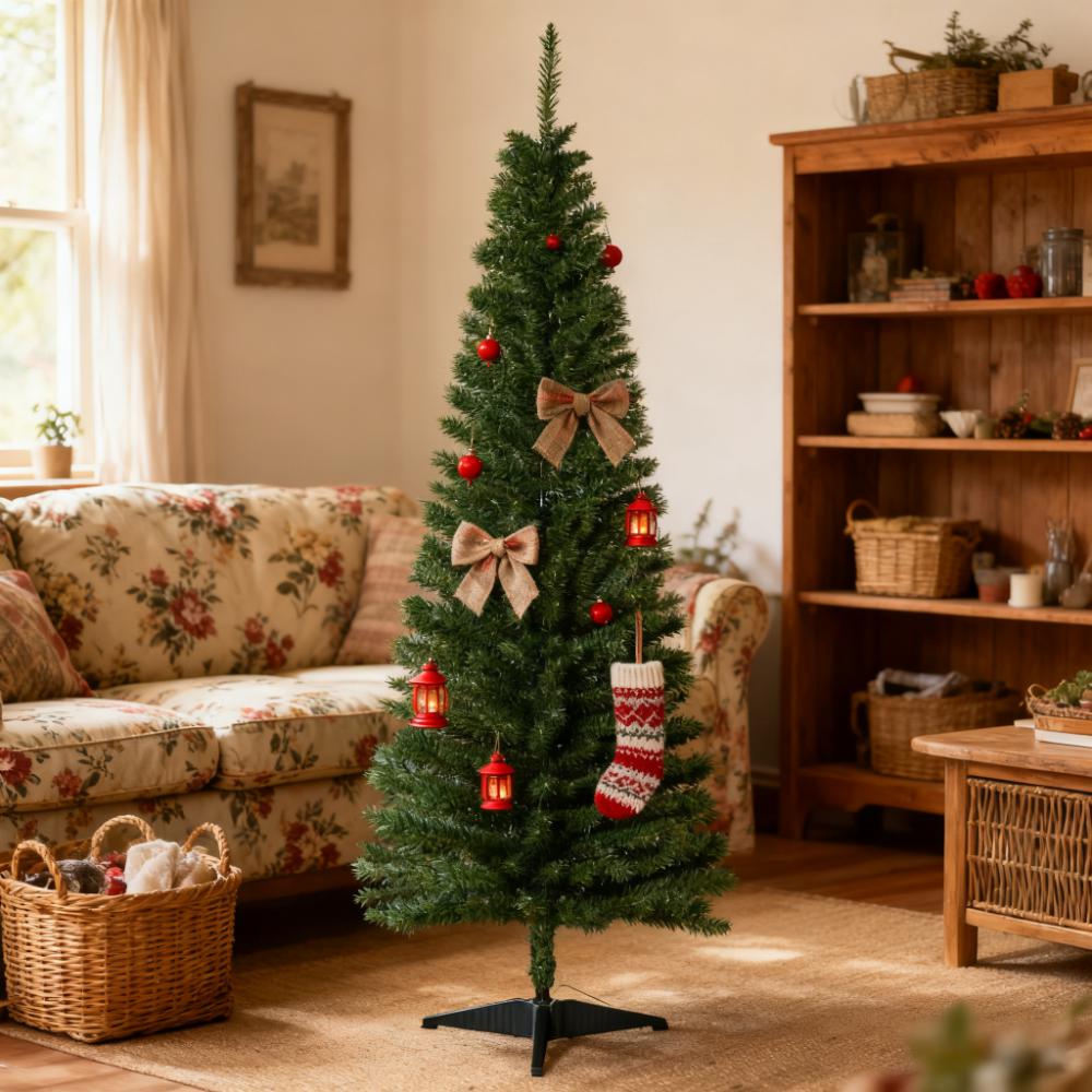Artificial Pencil Christmas Tree with Slim Profile - Green