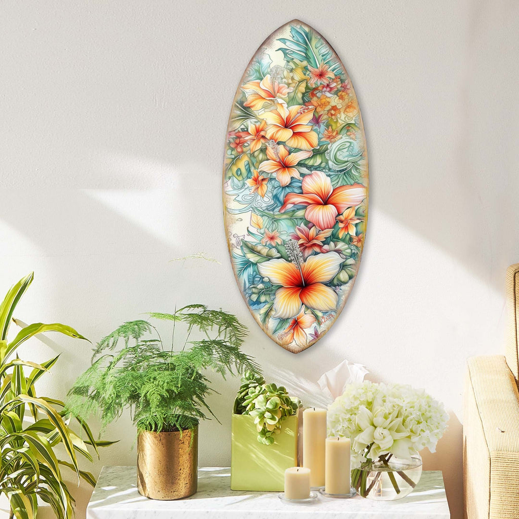 Bloom Harmony Surfboard Coastal Wall Art by G. DeBrekht - Coastal Holiday Decor - 8490132HS