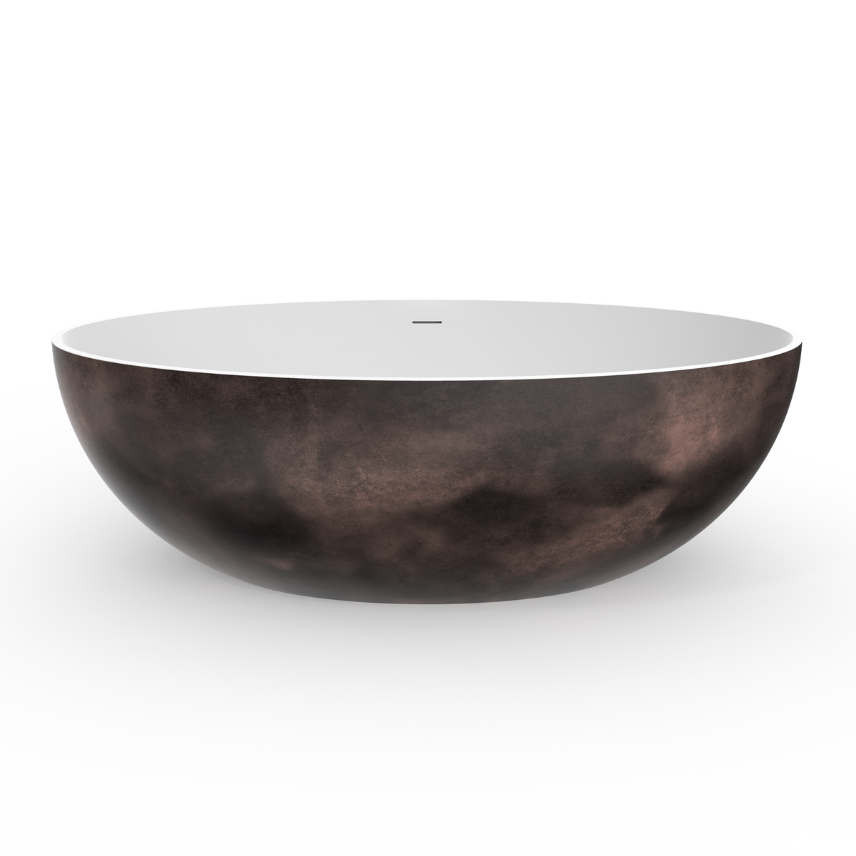 67 Inch Freestanding Solid Surface Soaking Bathtub with Matte Finish - White+Walnut or Black