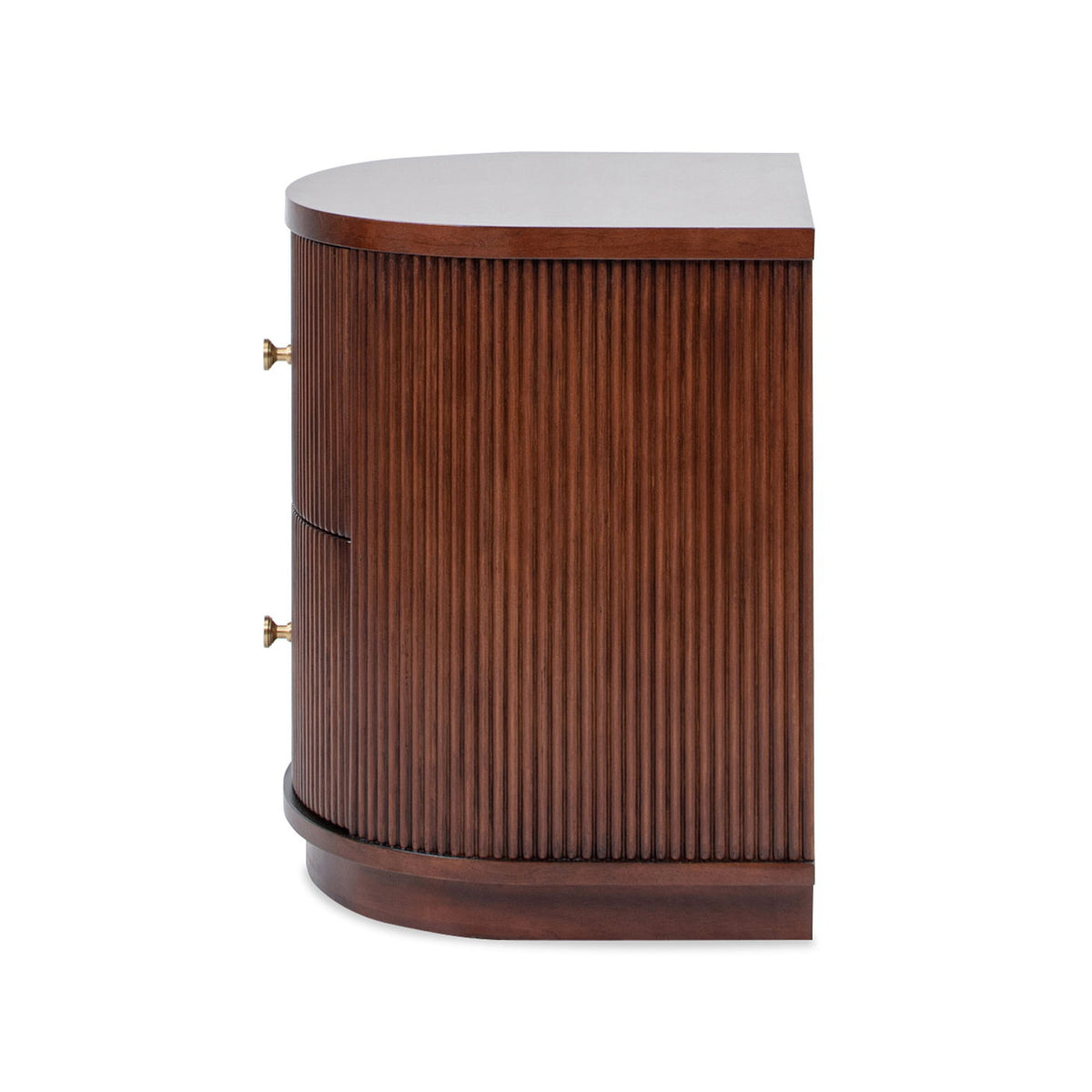 2 Drawer Storage Side Table with Fluted Carved Detail - Light or Dark Brown